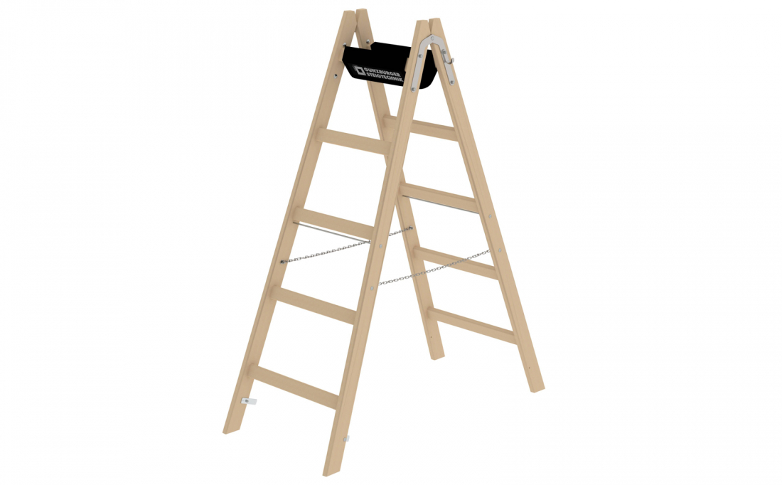 Munk Sprossen Stehleiter Holz beidseitig begehbar 2 x 5 2 x 5