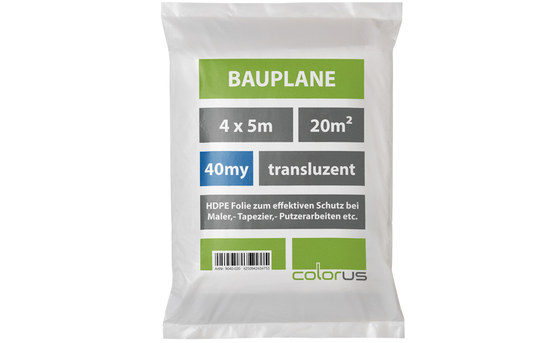 Bauplane gefaltet 40µ LDPE transluzent 4 x 5m 