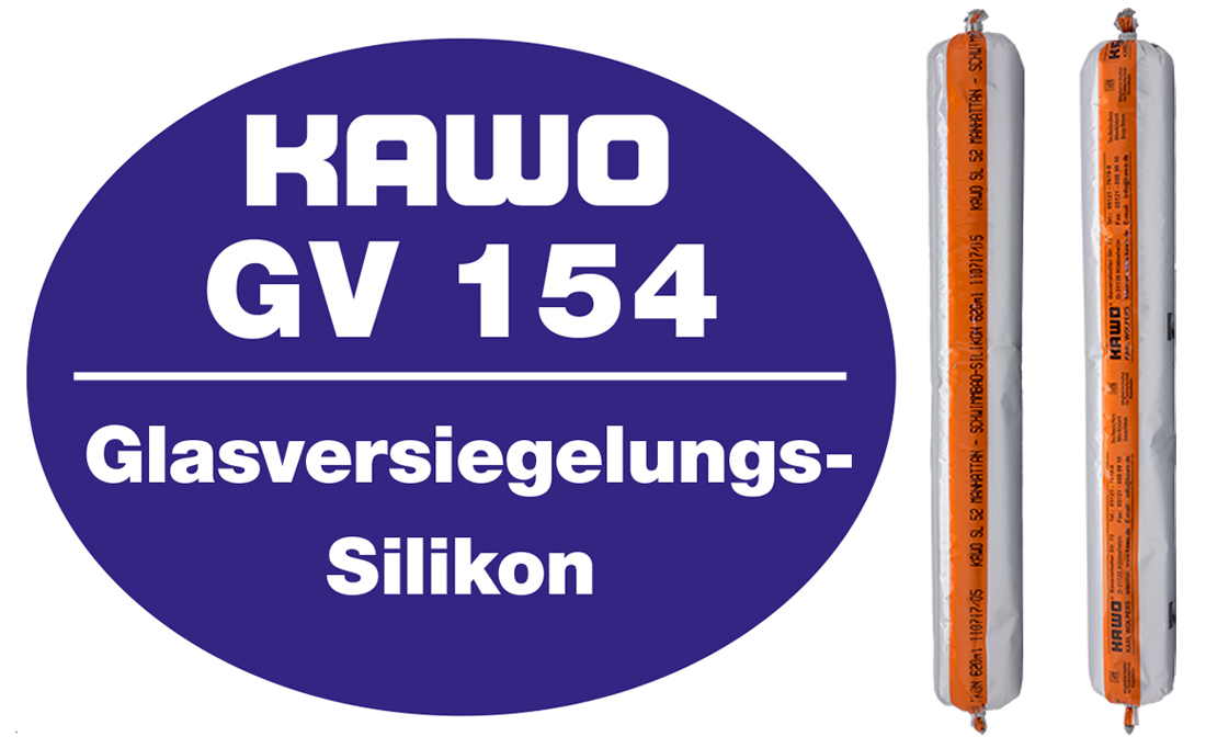 KAWO GV 154 Premium GLASVERSIEGELUNG Silikon Dichtstoff Folienbeutel 620 ml eiche eiche