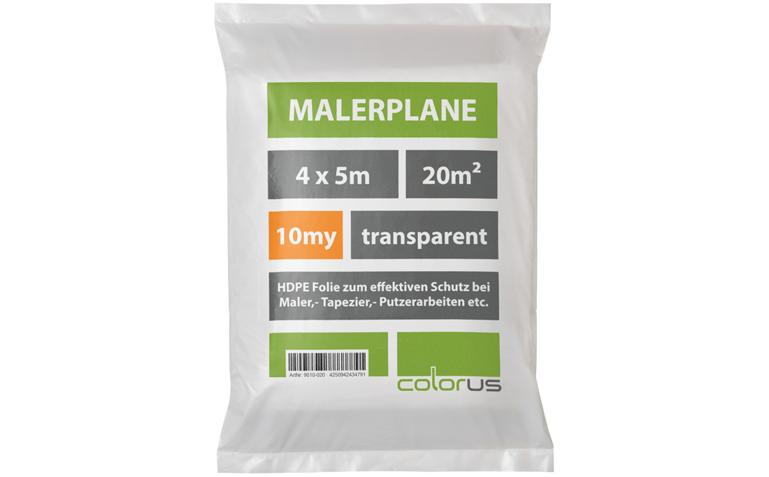 Malerplane gefaltet 10µ HDPE transparent 