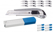 12 x Colorus Cuttermesser PLUS Alu Druckguss inklusive 6 Pack Abbrechklingen PLUS 10 x 18mm 